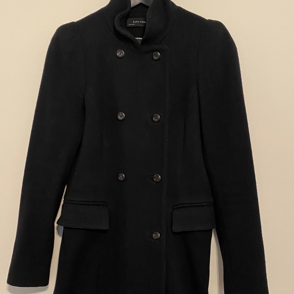 Zara black princess sleeve coat small preowned